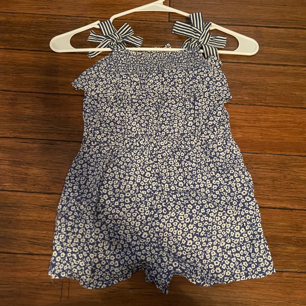 Crewcuts Blue and White Floral One Piece Romper